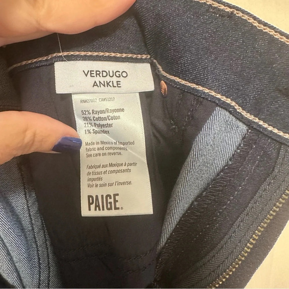 Paige Verdugo Ankle Dark Wash Jeans Women's Size 31 - Picture 4 of 5